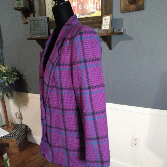 Vintage Pendleton Wool Plaid Blazer, Jacket 💯 Virgin Wool Pendleton Woolen SZ10 - Picture 5 of 8